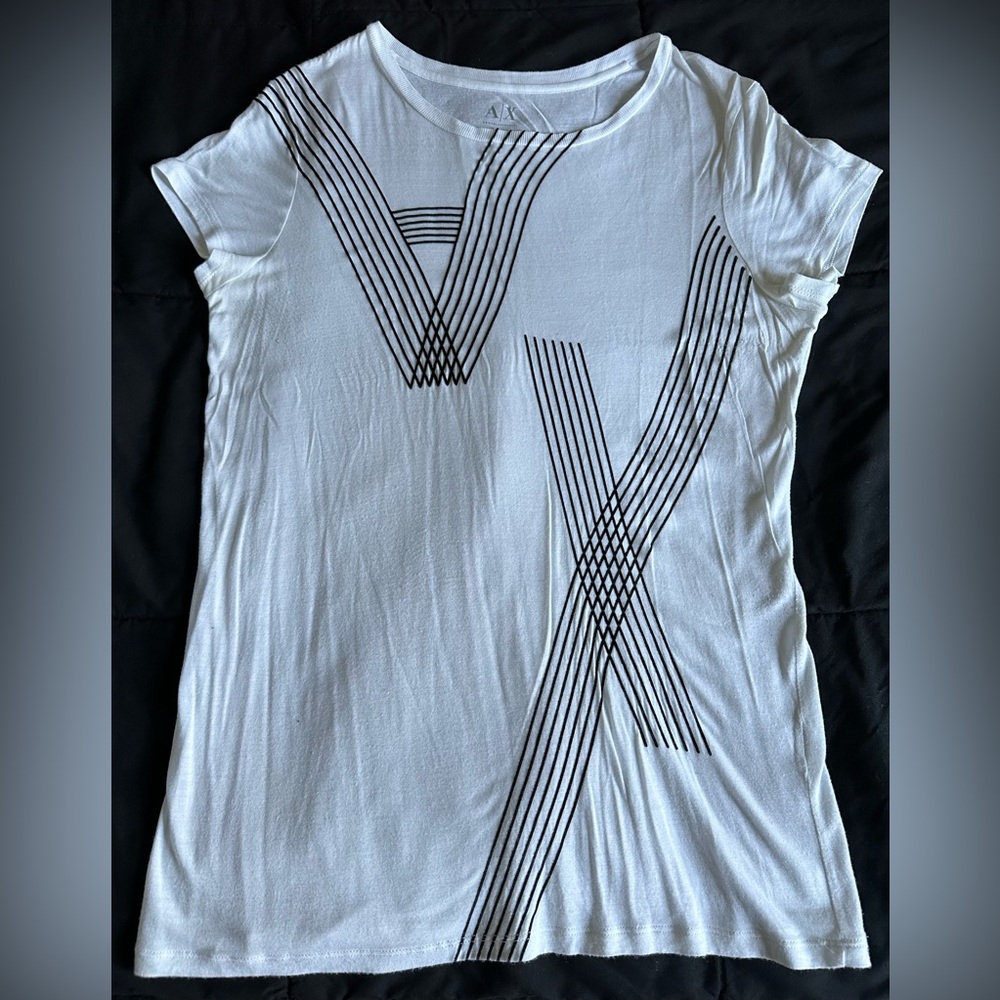 Armani Exchange White Logo Graphic Women's Top Size L